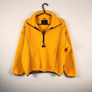VTG FarWest Yellow Fleece Quarter Zip Pullover Bear Logo‎ Made in Canada Mens L